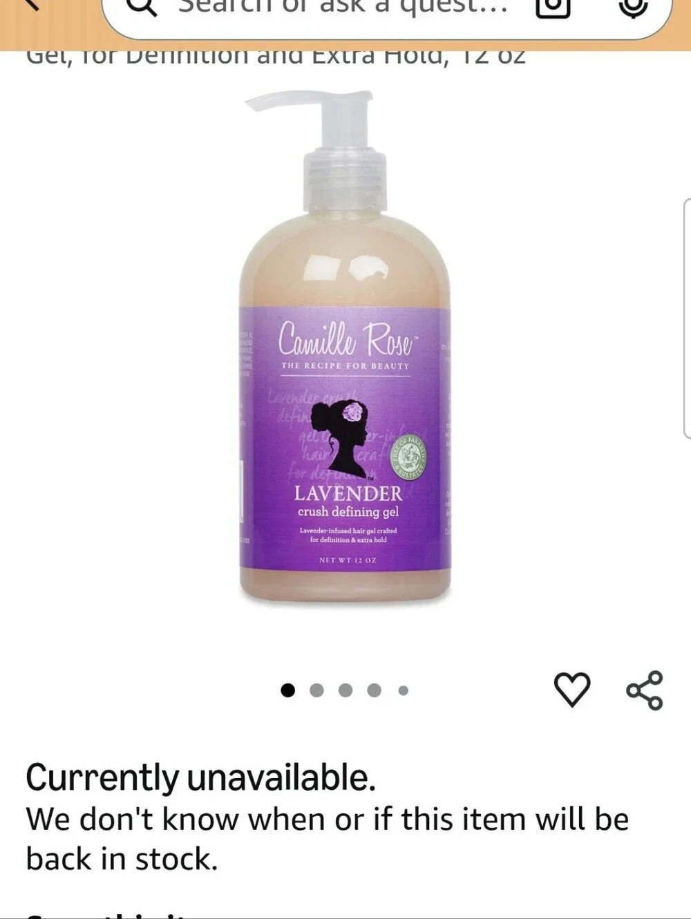 (1)Camille Rose Lavender Crush Curl Defining Hair Gel